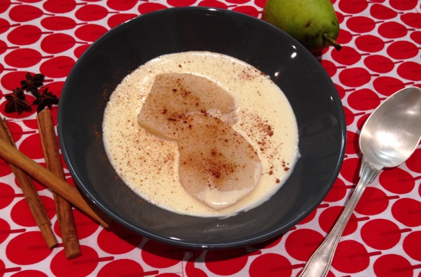 Poached Pears with Custard